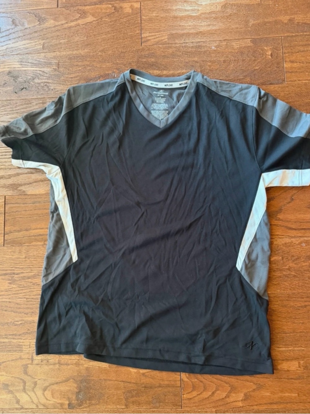 NordicTrack Men's V-Neck Athletic Shirt in Black and Gray